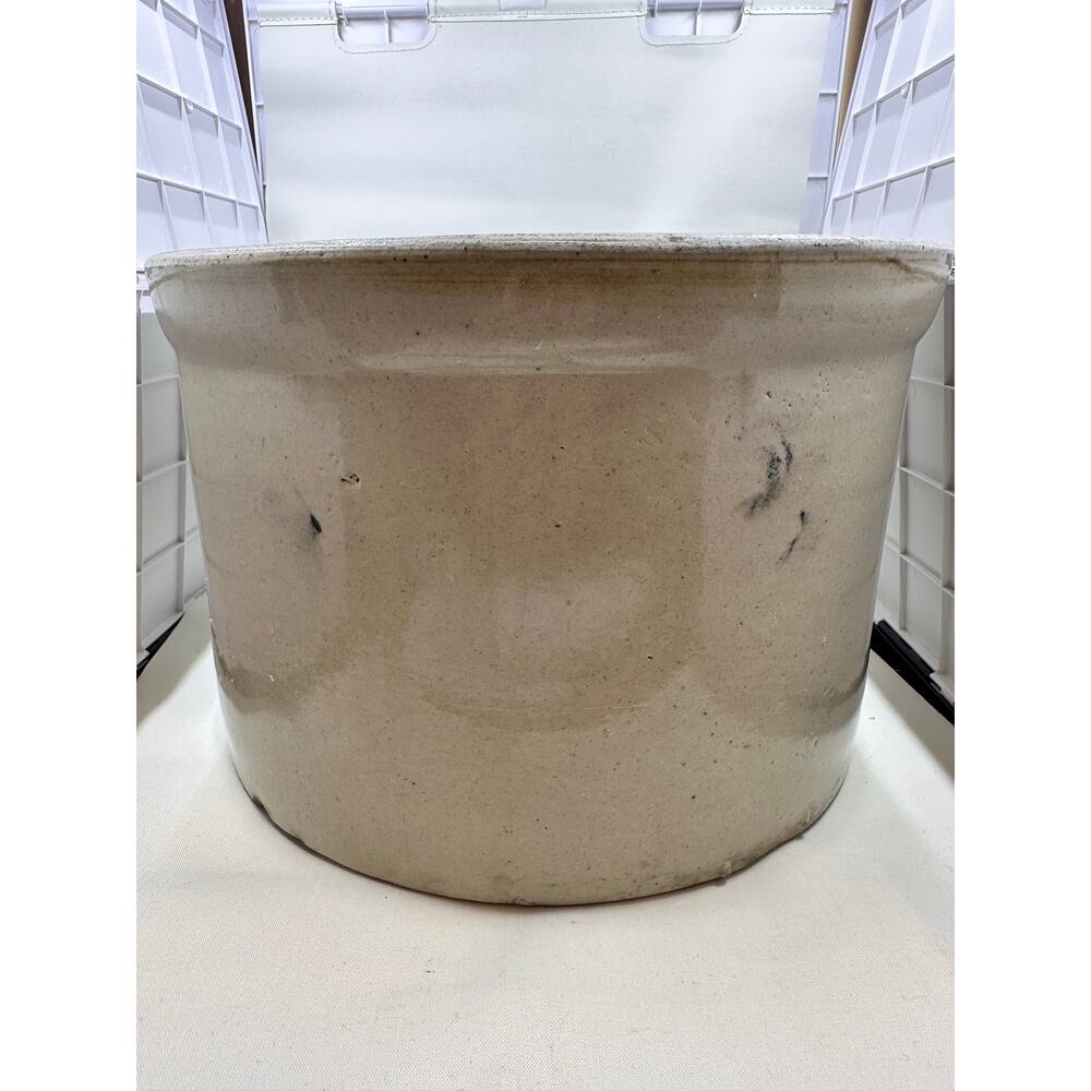 Antique Stoneware Kitchen Crock Two-Tone Brown and Beige Canister Planter - Picture 5 of 5